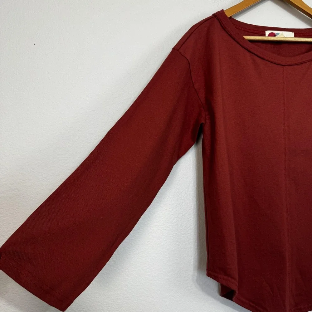 Free People FP Beach Shirt Women's XS‎ Rust Free People Long Sleeve Curve Hem